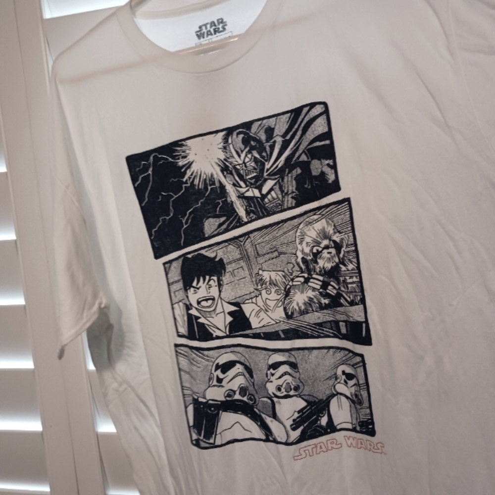 2XL Mens White Tshirt Star Wars Anime